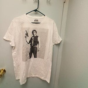 Star Wars Han Solo Harrison Ford Opening Crawl Short Sleeve T-Shirt White Large